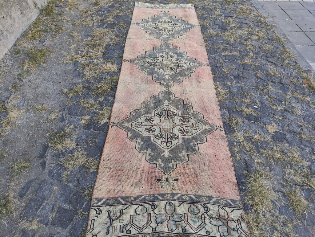 Vintage Turkish Runner Rug 2.9 x 10.7 ft