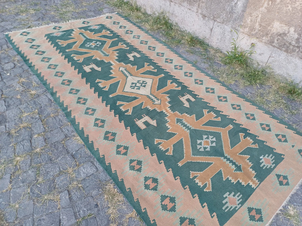 XL Vintage Turkish Accent Area Rug 4.7 x 9.6 ft
