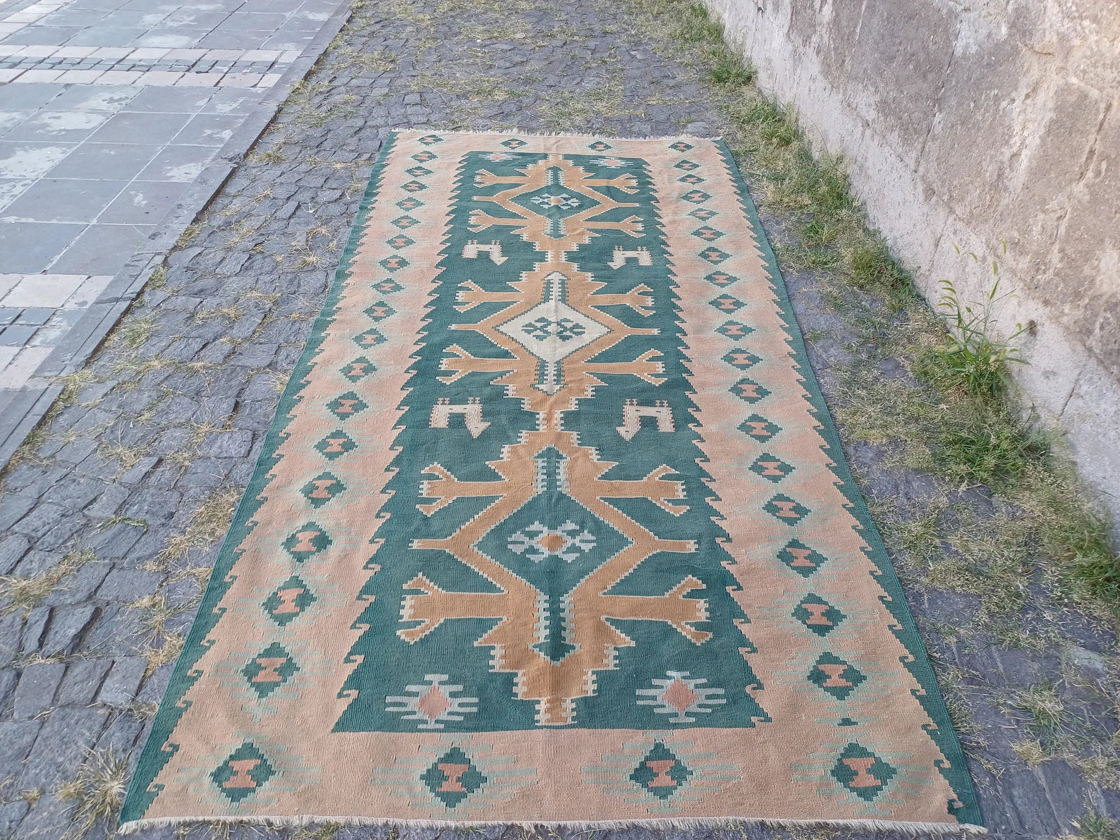 XL Vintage Turkish Accent Area Rug 4.7 x 9.6 ft