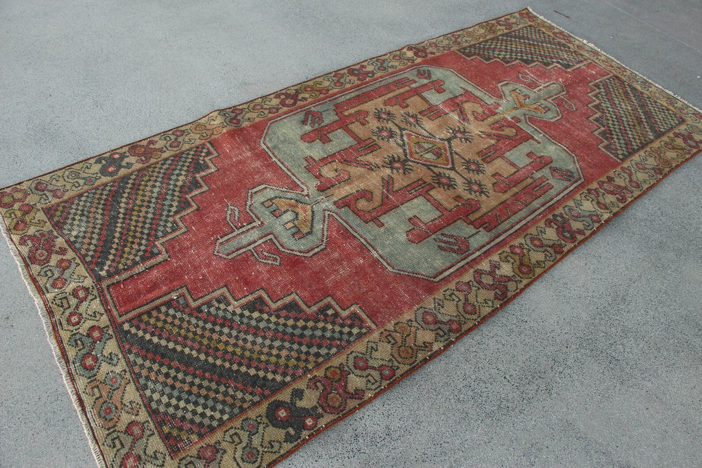 Vintage Turkish Runner Rug 3.8 x 8.5 ft