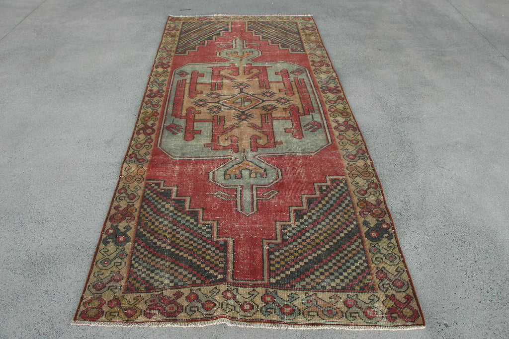 Vintage Turkish Runner Rug 3.8 x 8.5 ft