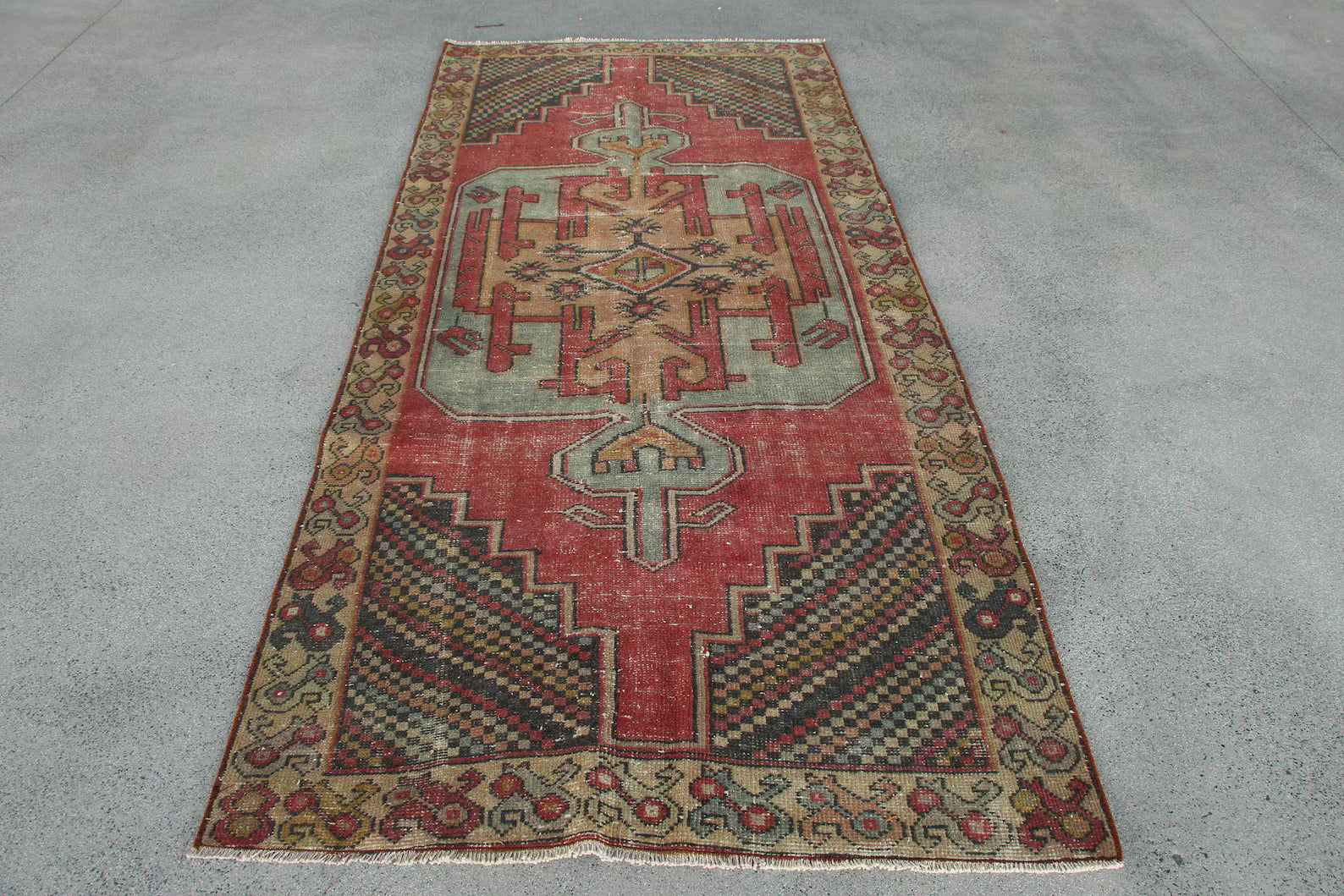 Vintage Turkish Runner Rug 3.8 x 8.5 ft