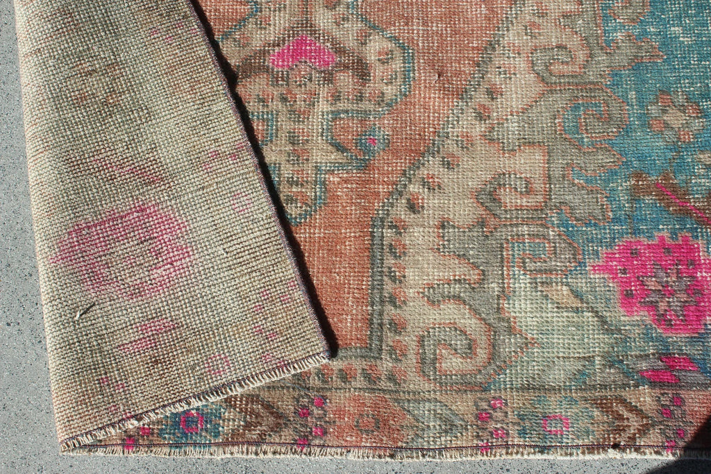 Vintage Turkish Runner Rug 4.1 x 7.3 ft