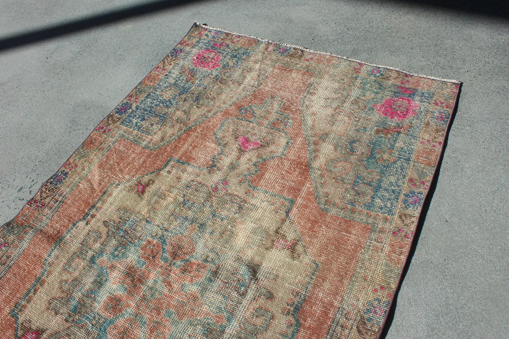 Vintage Turkish Runner Rug 4.1 x 7.3 ft