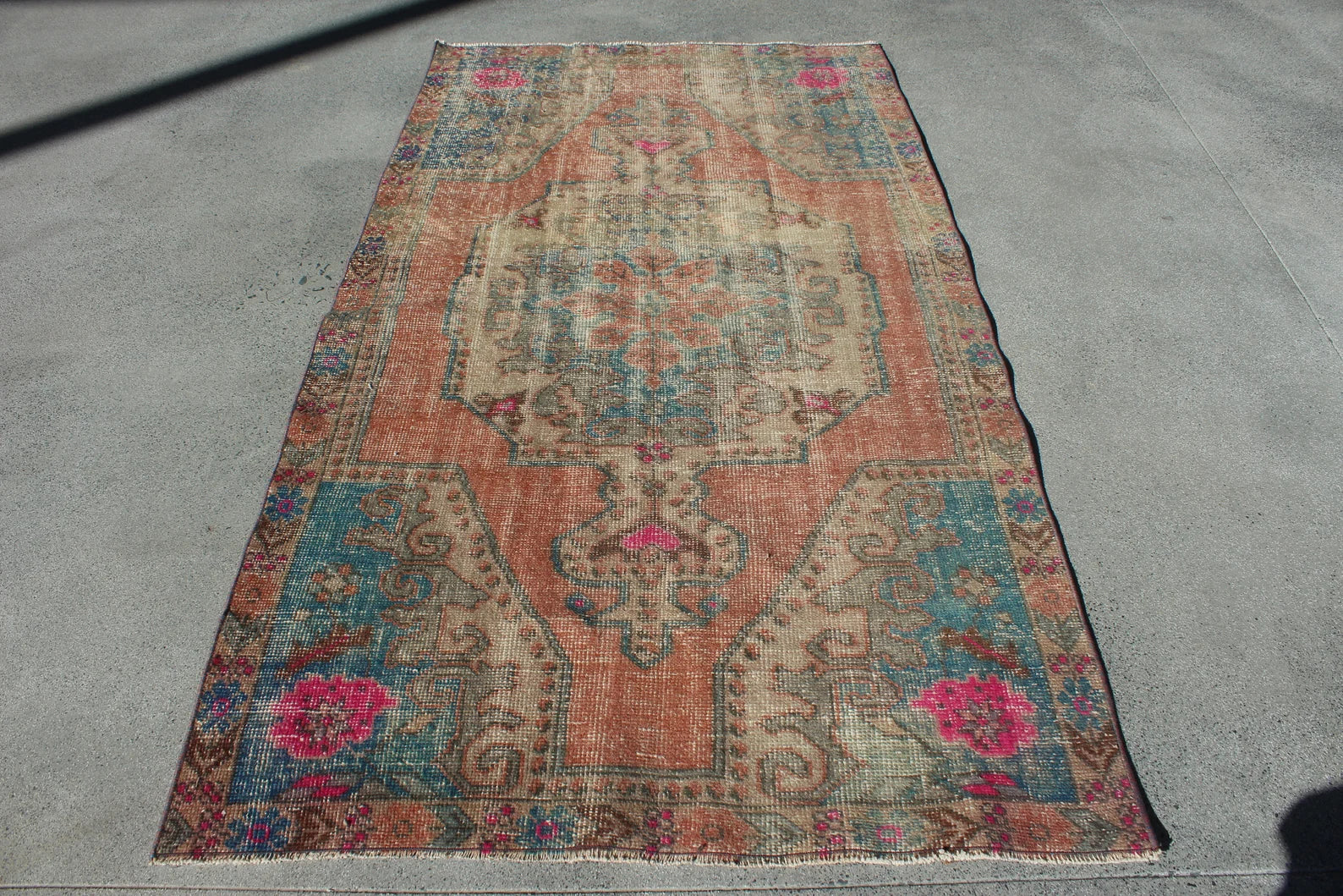 Vintage Turkish Runner Rug 4.1 x 7.3 ft