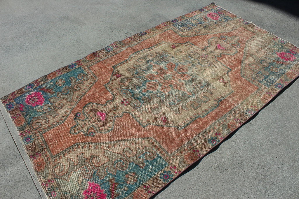 Vintage Turkish Runner Rug 4.1 x 7.3 ft