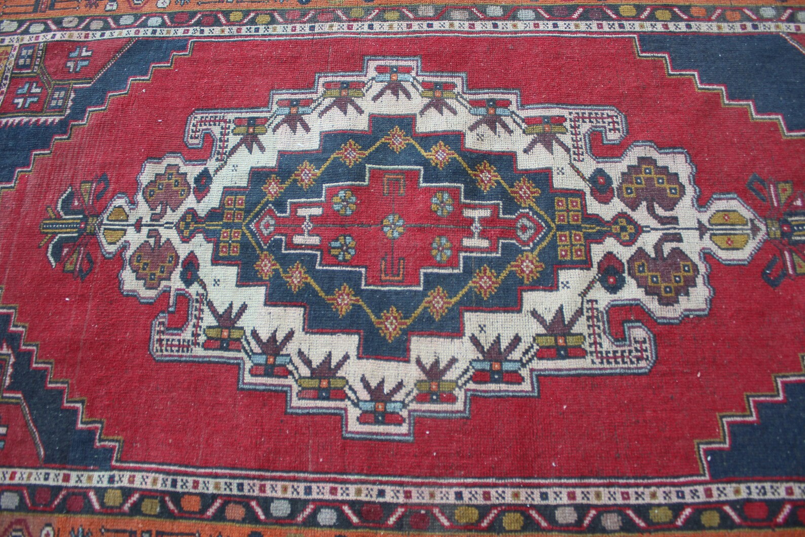 XL Vintage Turkish Runner Rug 4.8 x 8.4 ft