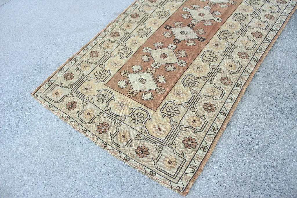 Vintage Turkish Runner Rug 3.9 x  6.3 ft
