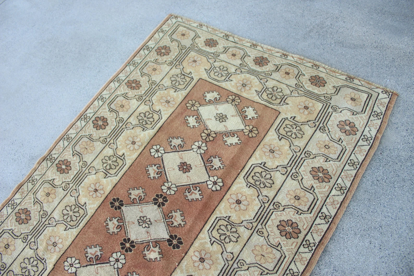 Vintage Turkish Runner Rug 3.9 x  6.3 ft