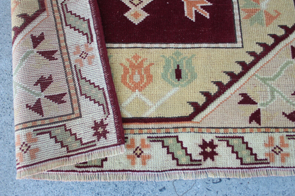 Vintage Turkish Accent Area rug 3.7 x 5.8 ft