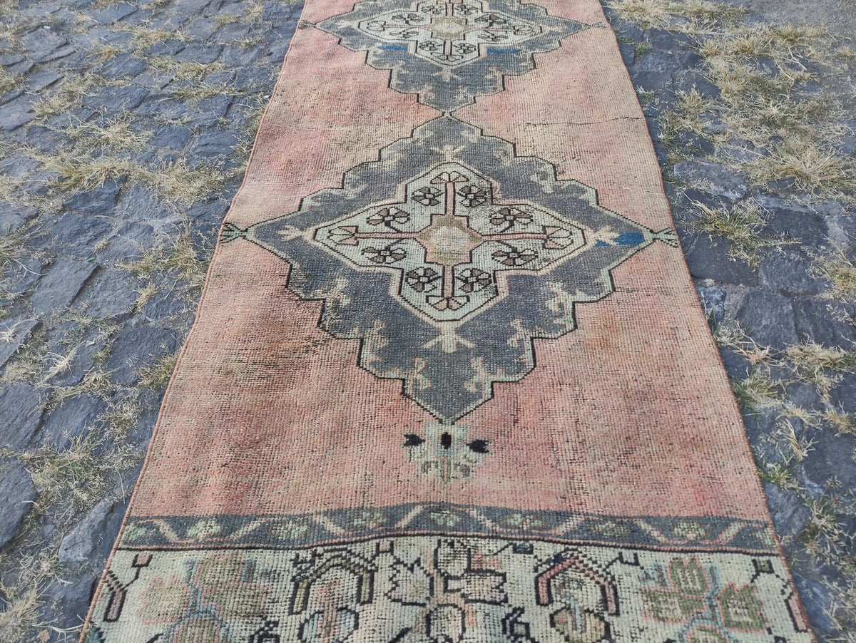 Vintage Turkish Runner Rug 2.9 x 10.7 ft