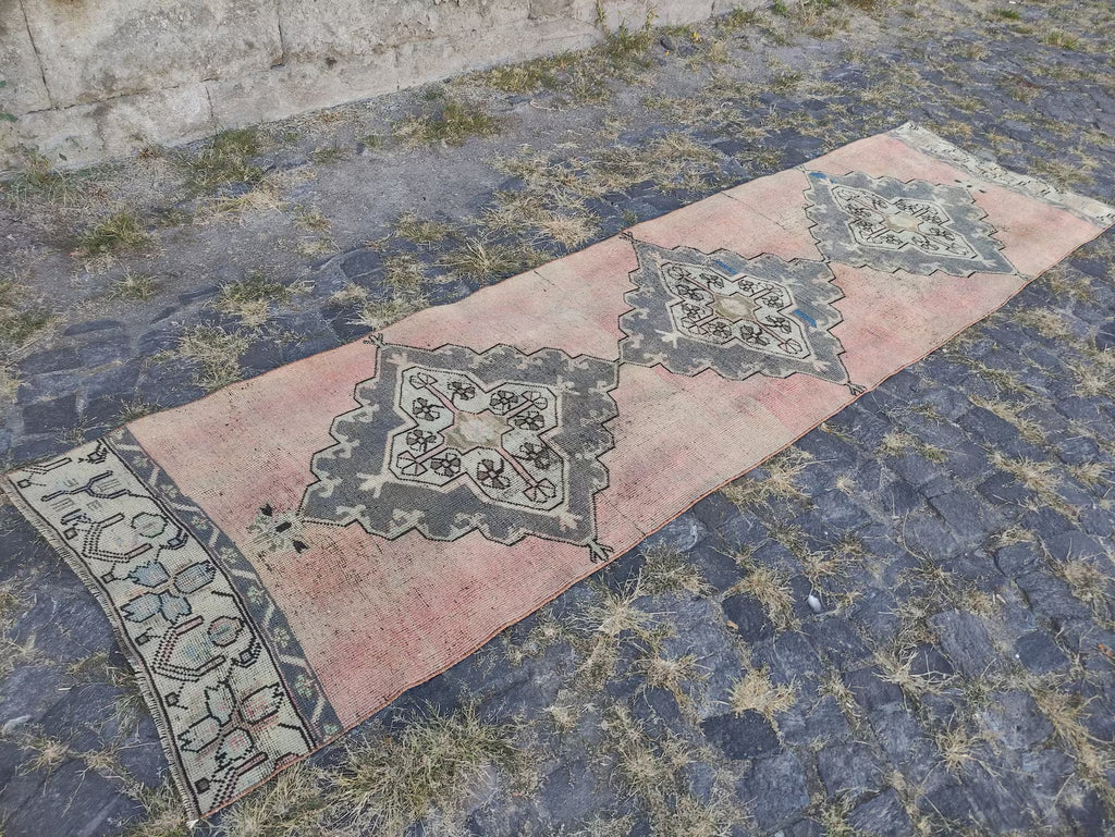 Vintage Turkish Runner Rug 2.9 x 10.7 ft