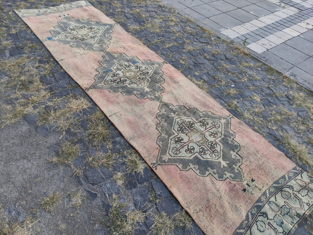 Vintage Turkish Runner Rug 2.9 x 10.7 ft