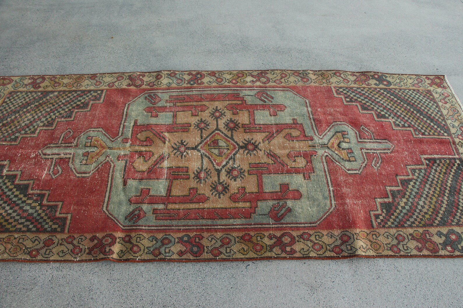Vintage Turkish Runner Rug 3.8 x 8.5 ft