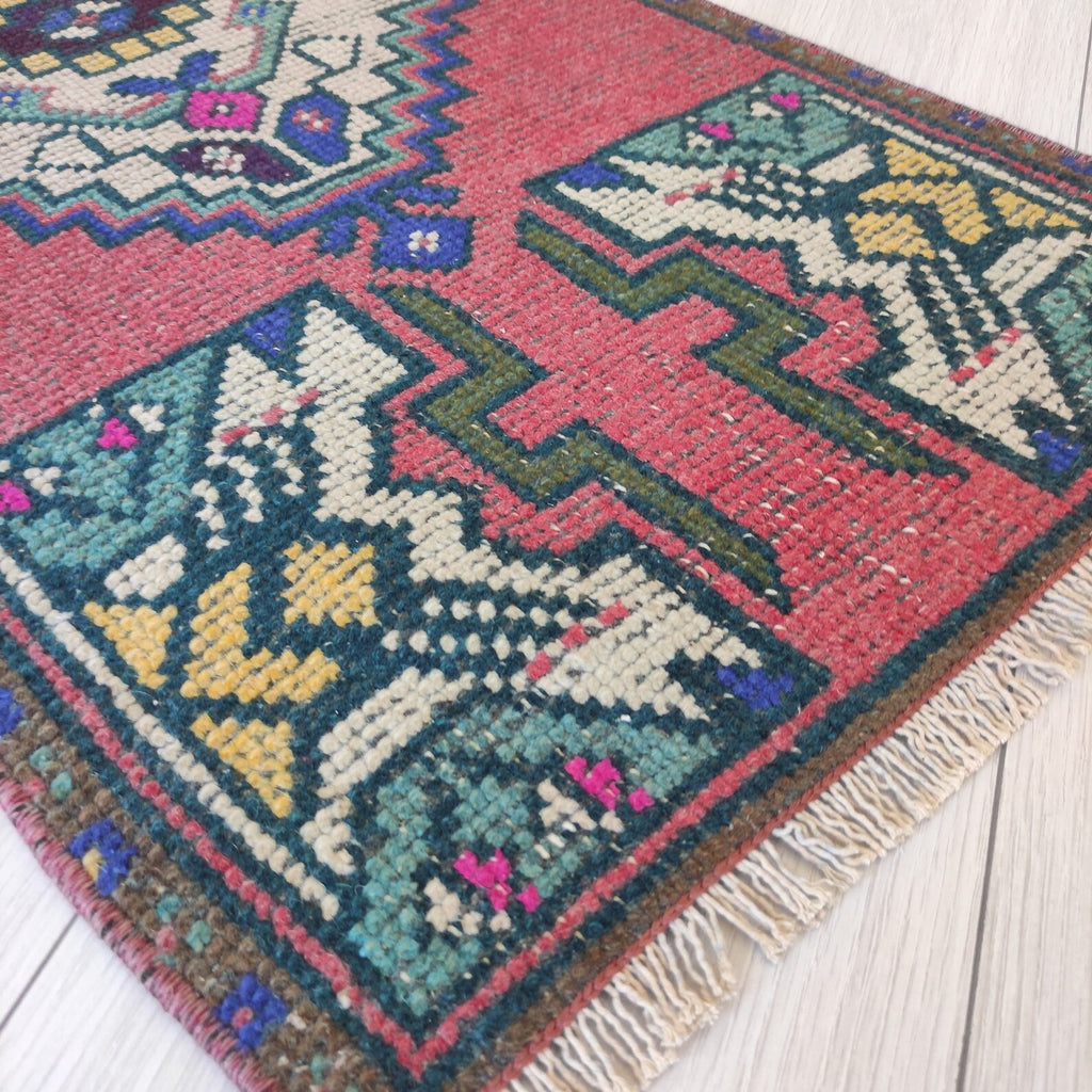 Vintage Turkish Mini Rug 1.5 x 3.2 ft