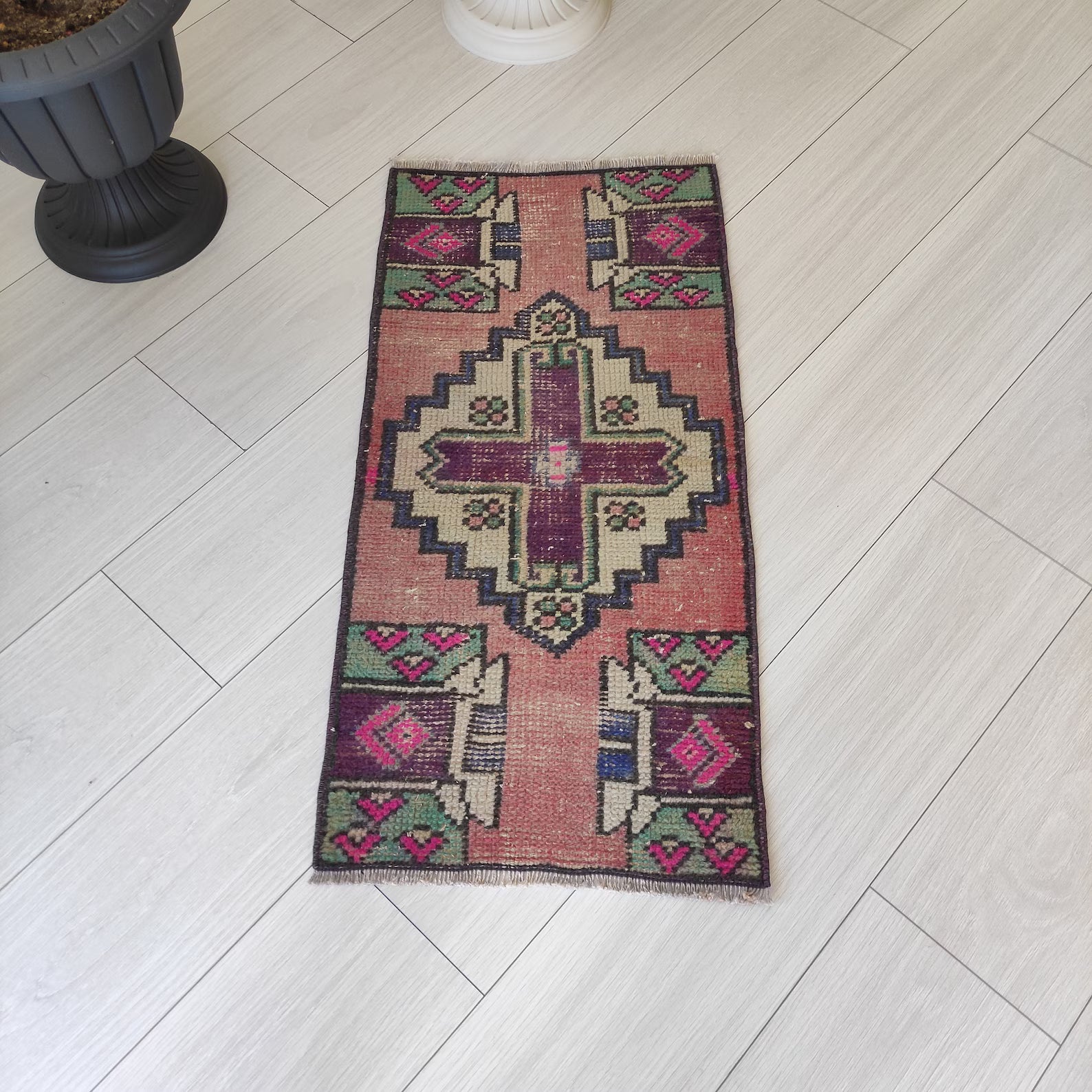 Vintage Turkish Mini Rug 1.4 x 2.9 ft