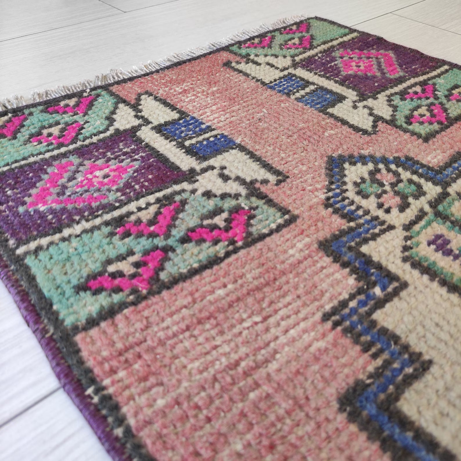 Vintage Turkish Mini Rug 1.4 x 2.9 ft
