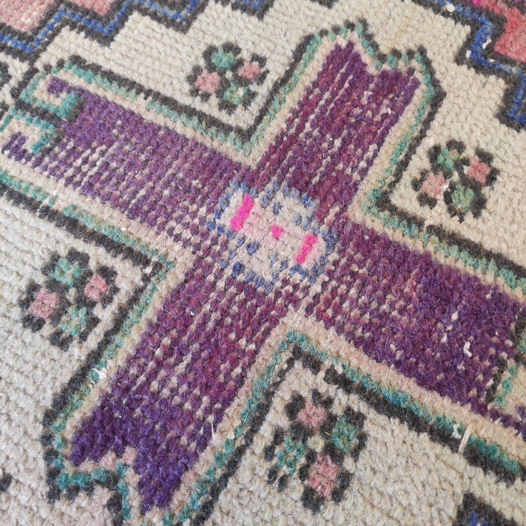 Vintage Turkish Mini Rug 1.4 x 2.9 ft
