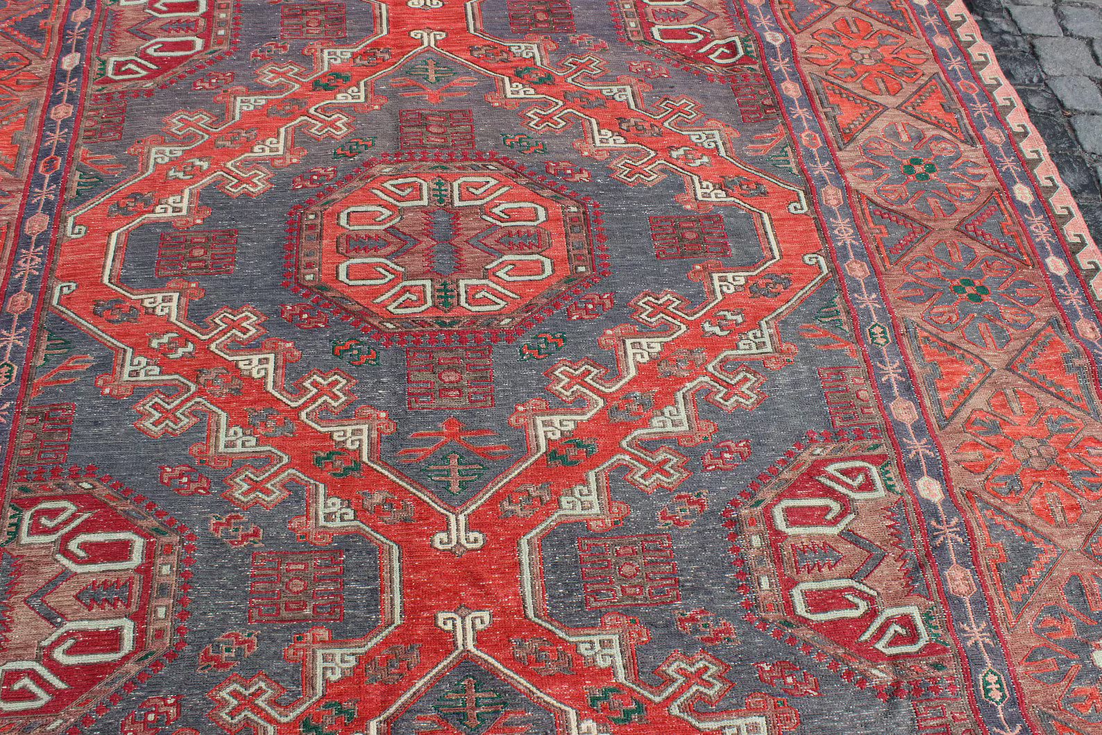 XL Vintage Soumak Accent Area Rug 6.7 x 12.5 ft