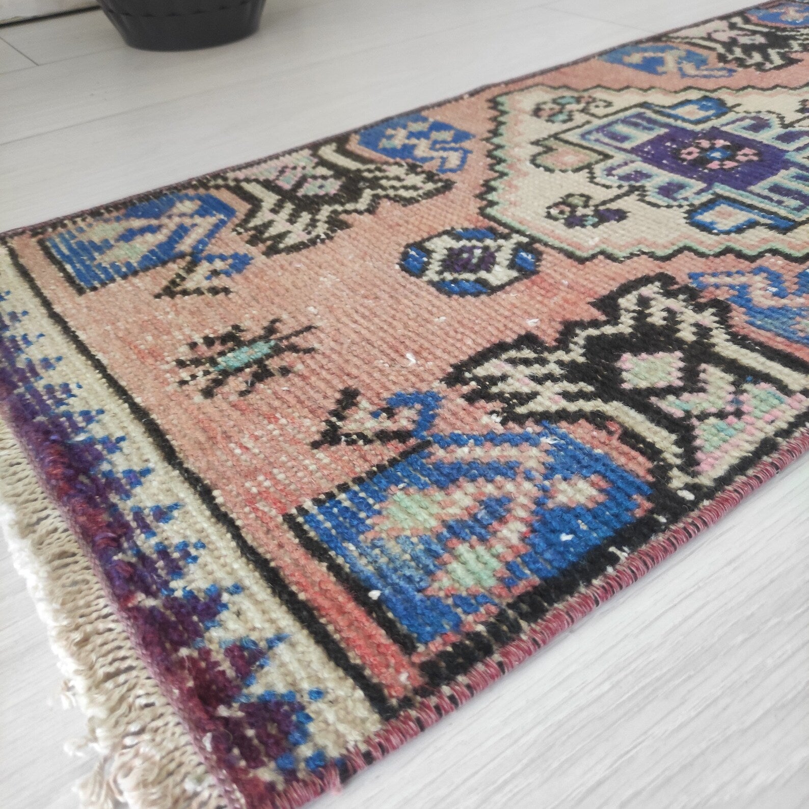 Vintage Turkish Mini Rug 1.4 x 2.9 ft