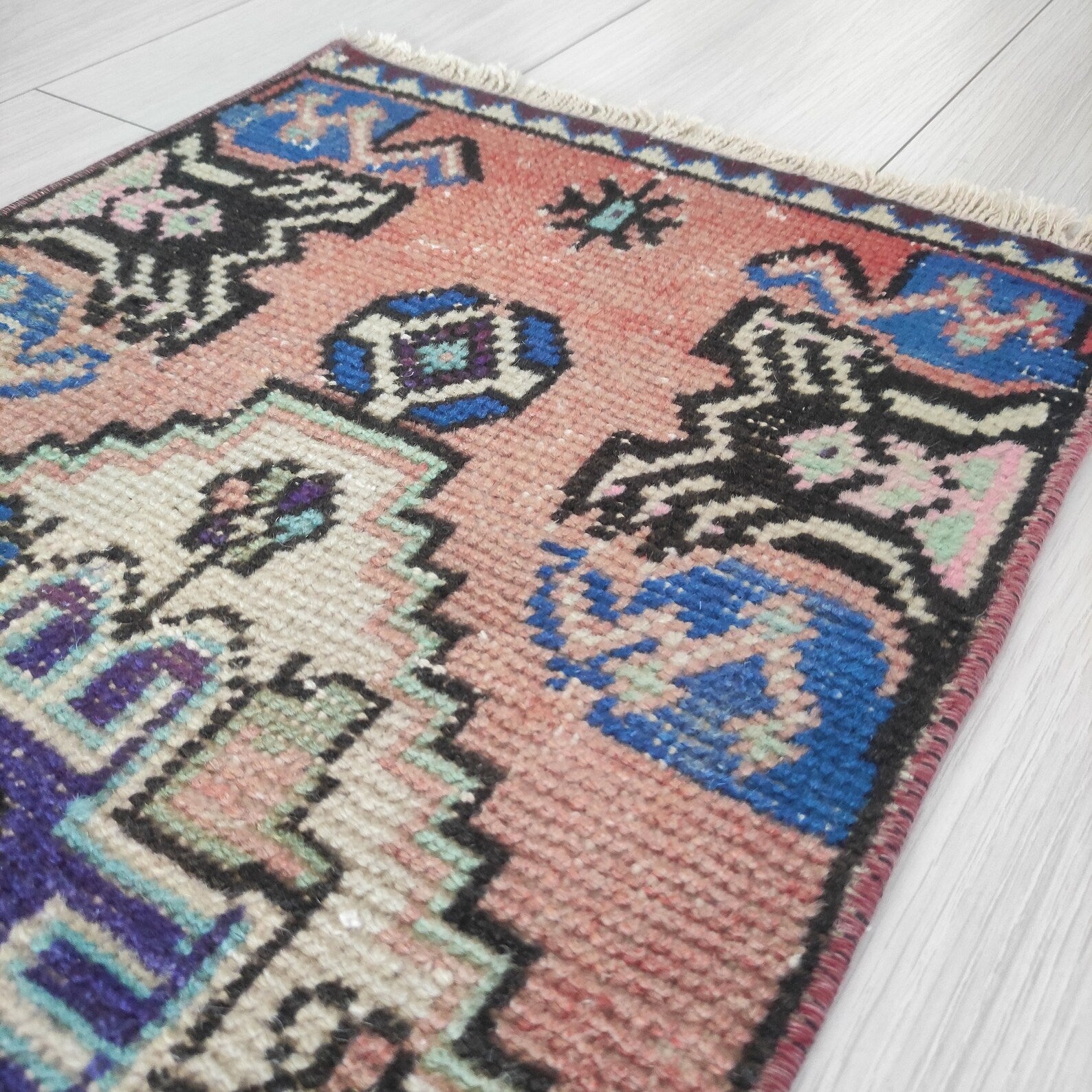 Vintage Turkish Mini Rug 1.4 x 2.9 ft