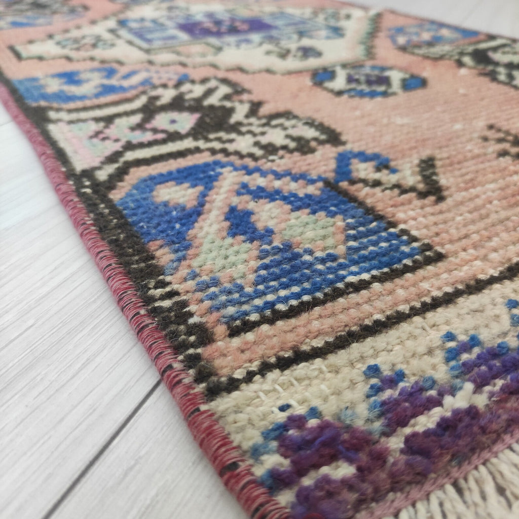 Vintage Turkish Mini Rug 1.4 x 2.9 ft