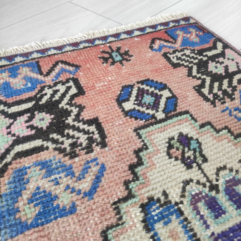 Vintage Turkish Mini Rug 1.4 x 2.9 ft