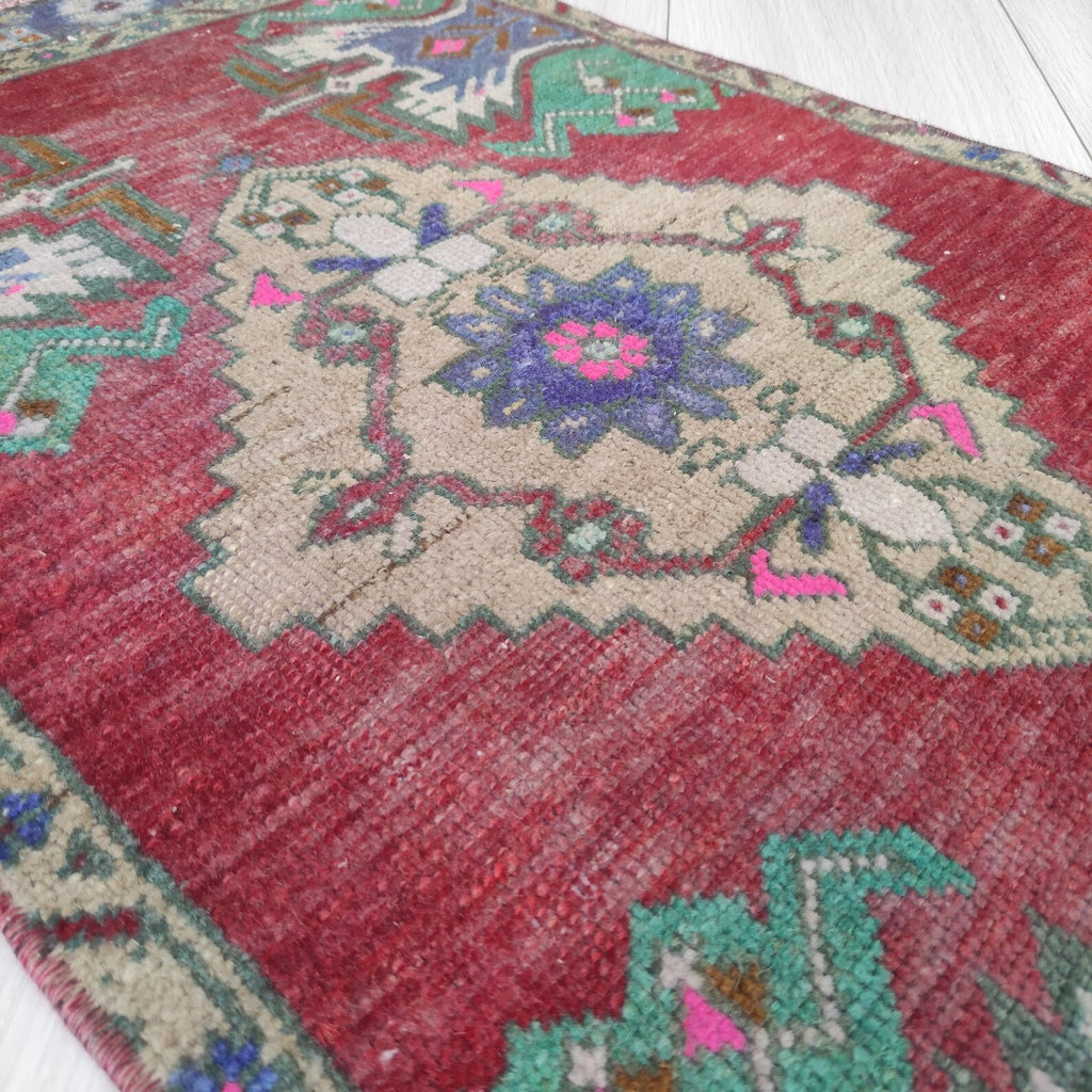 Vintage Turkish Mini Rug 1.6 x 3.3 ft
