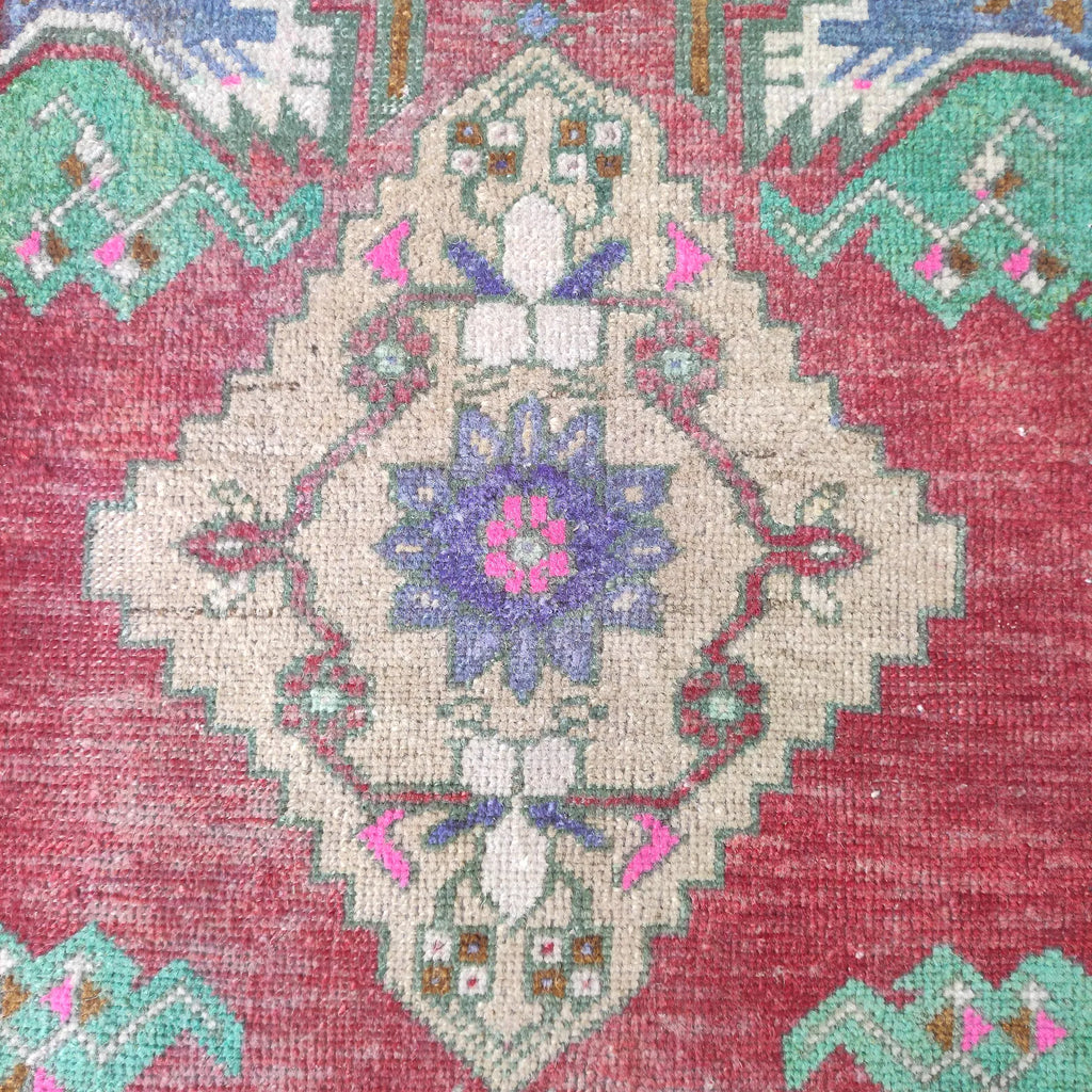 Vintage Turkish Mini Rug 1.6 x 3.3 ft