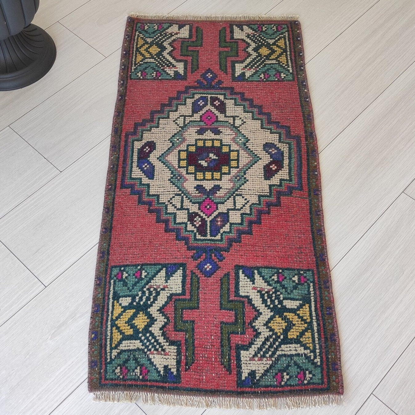 Vintage Turkish Mini Rug 1.5 x 3.2 ft