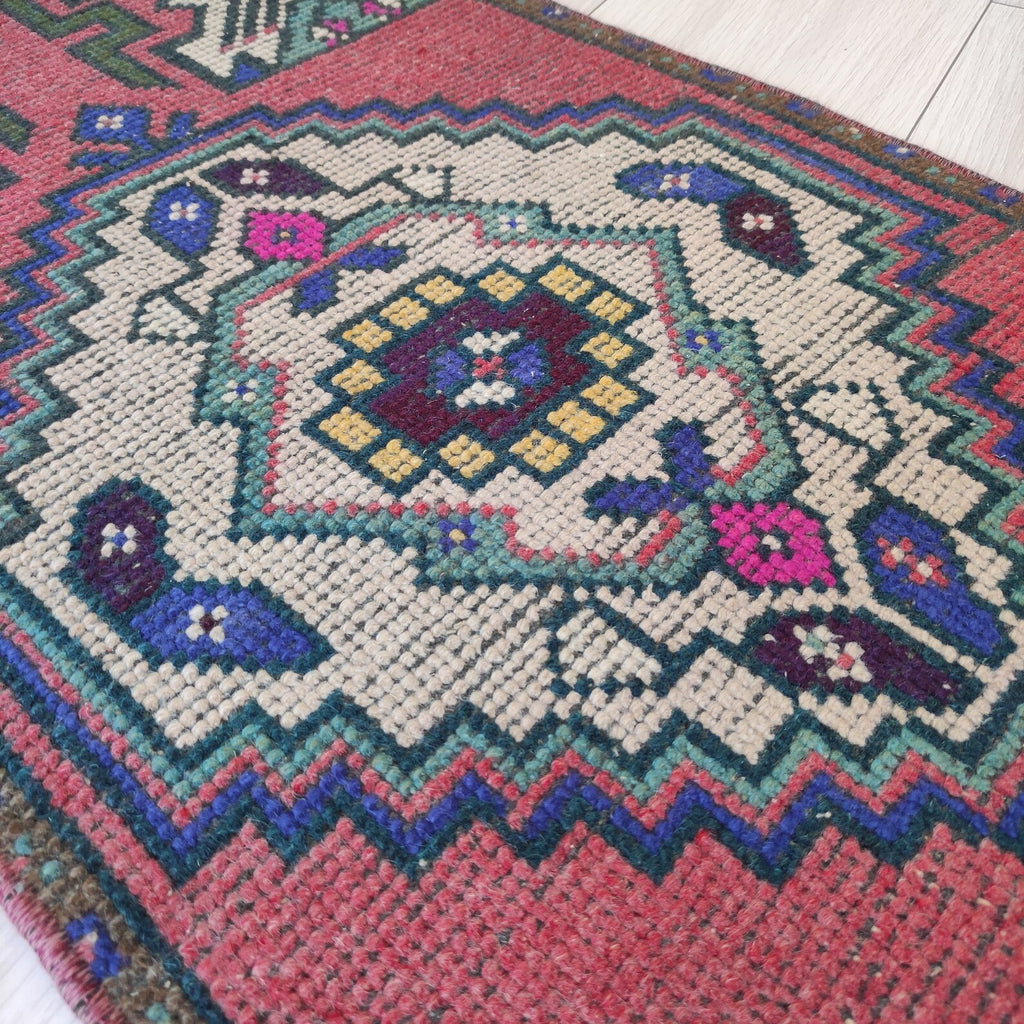 Vintage Turkish Mini Rug 1.5 x 3.2 ft