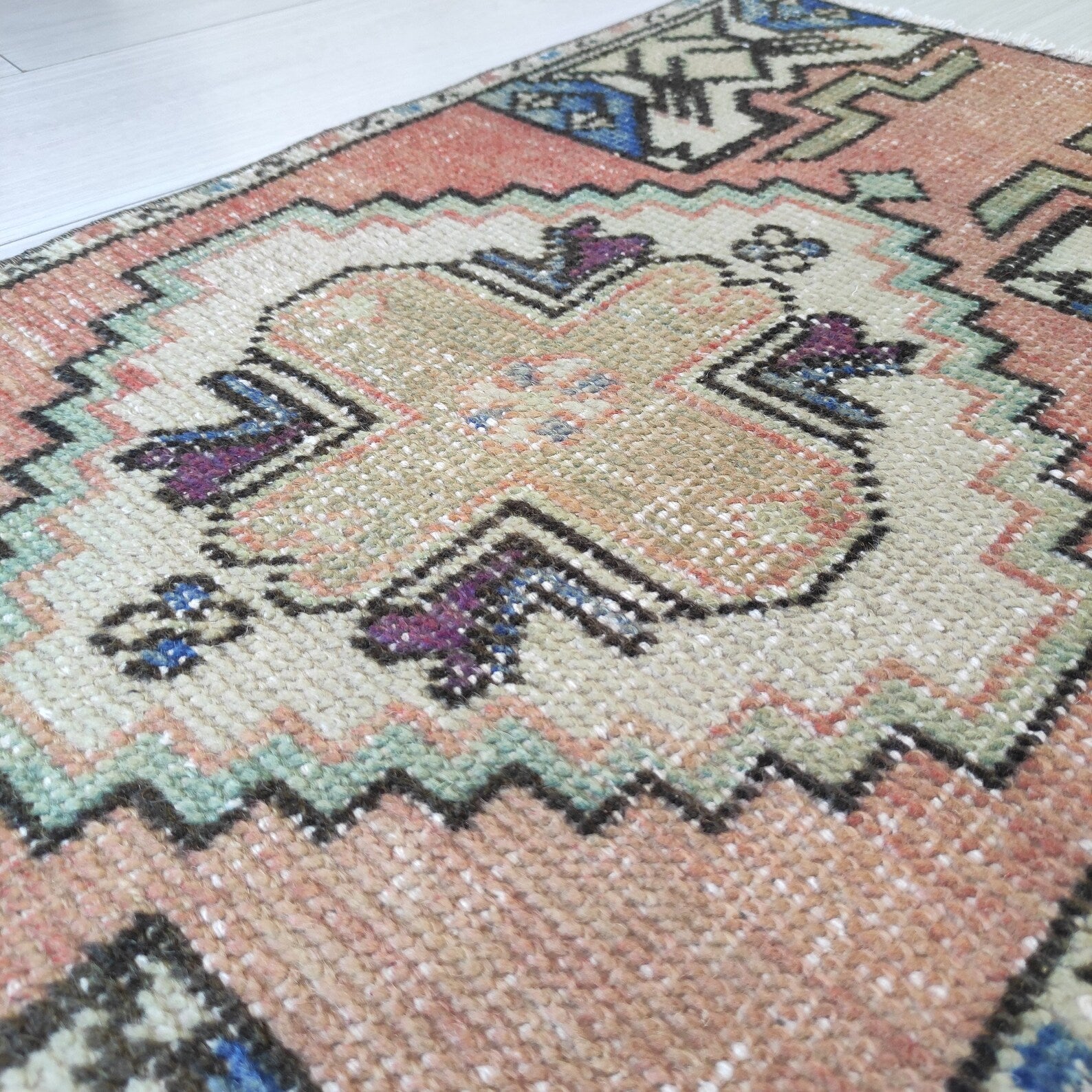 Vintage Turkish Mini Rug 1.5 x 2.9 ft