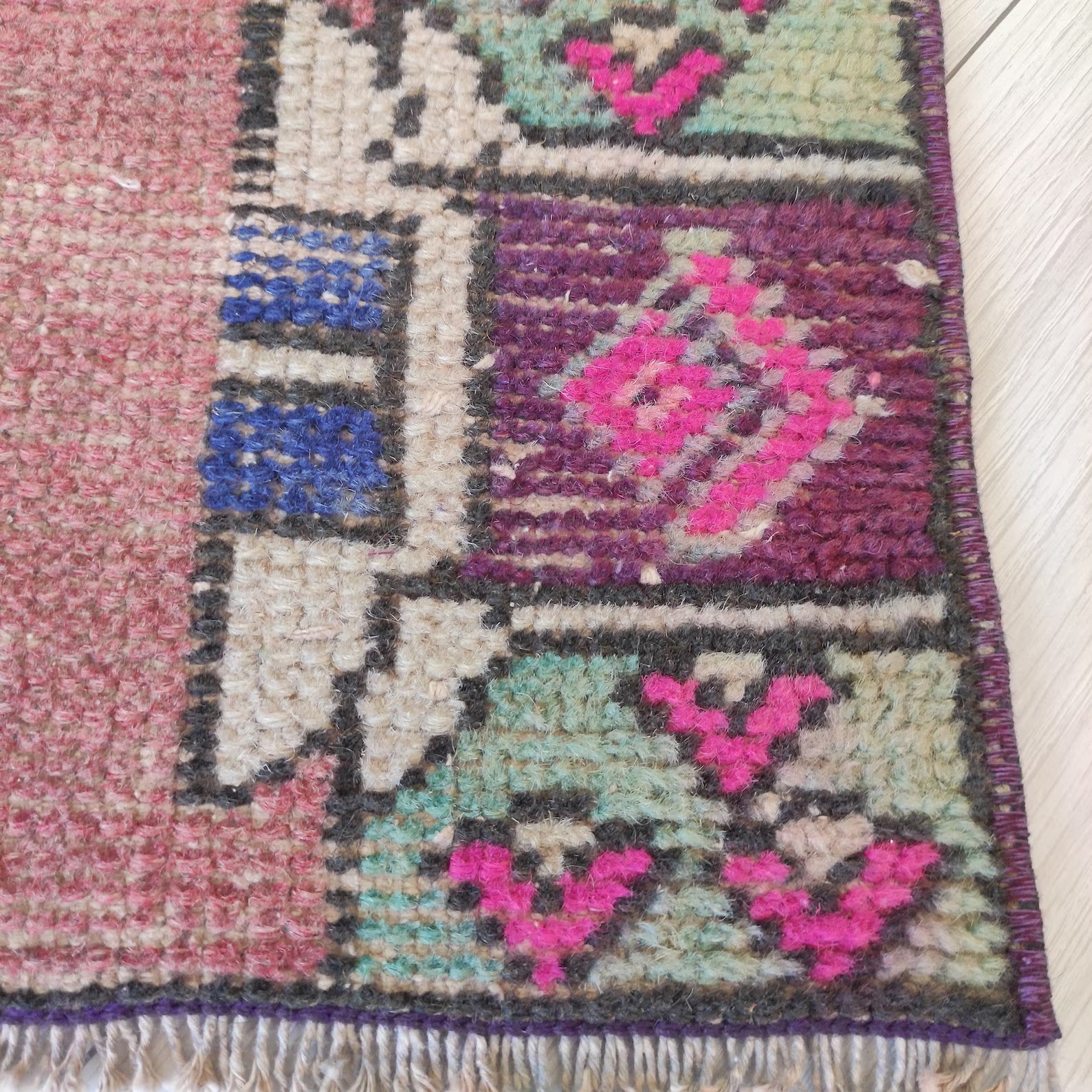 Vintage Turkish Mini Rug 1.4 x 2.9 ft