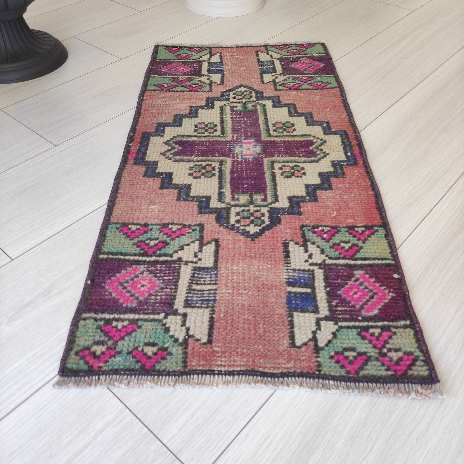 Vintage Turkish Mini Rug 1.4 x 2.9 ft