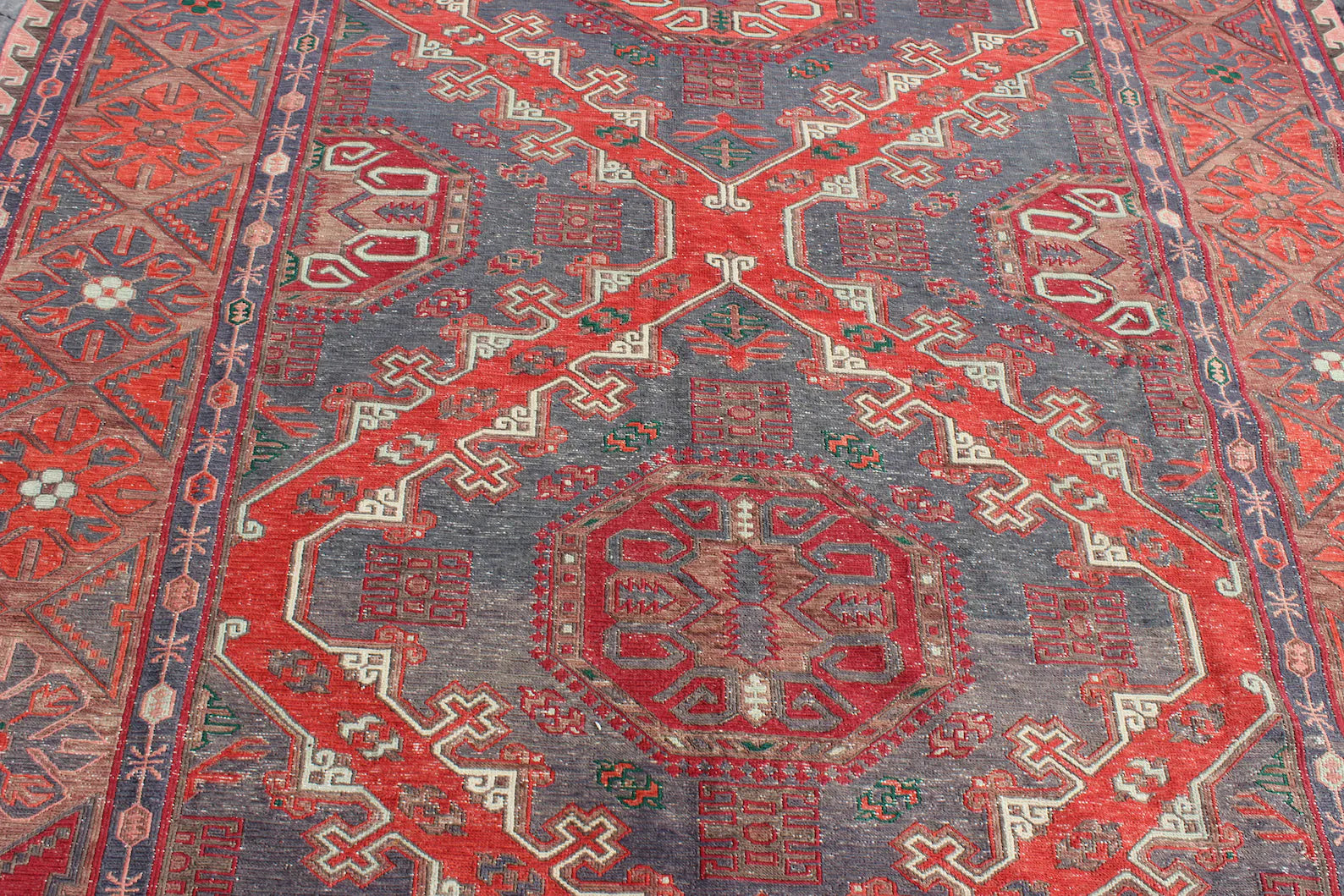 XL Vintage Soumak Accent Area Rug 6.7 x 12.5 ft