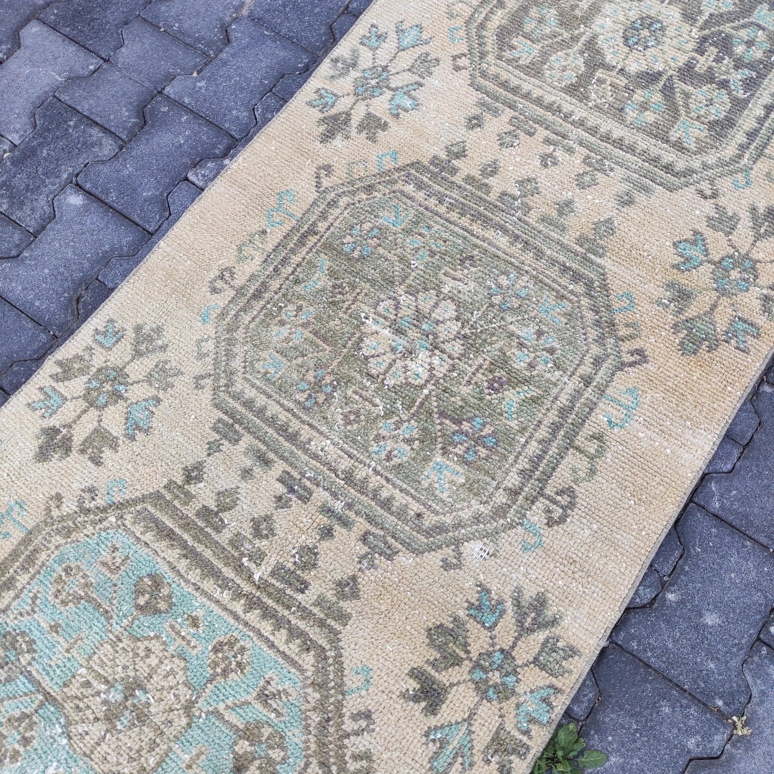 Vintage Turkish Runner Rug 2.6 x 6.4 ft