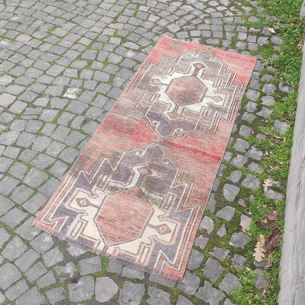 Vintage Turkish Runner Rug 2.4 x 5.9 ft