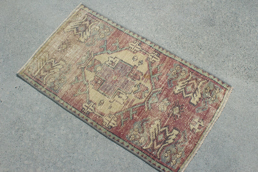 Vintage Turkish Mini Rug 1.5 x 2.6 ft