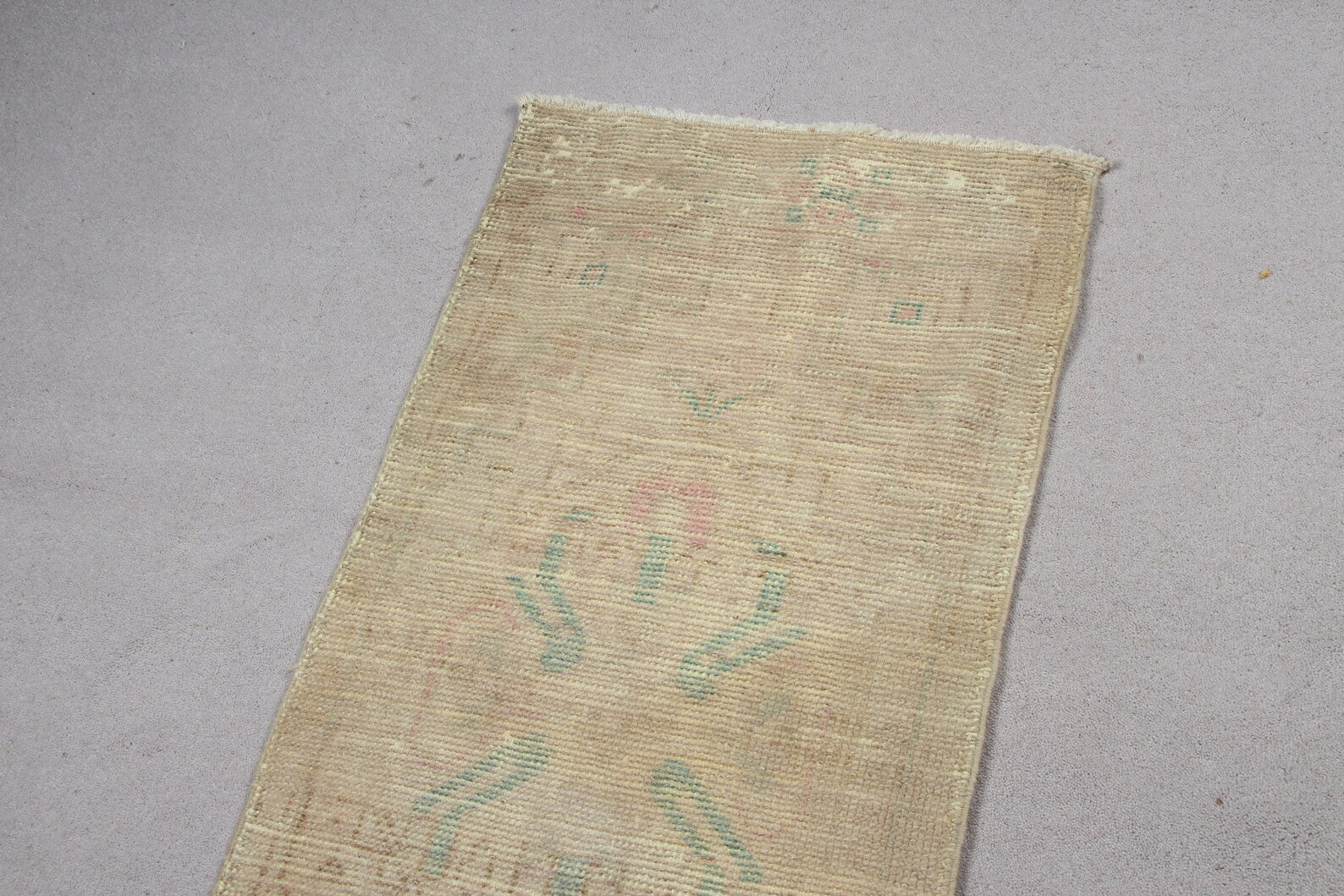 Vintage Turkish Mini Rug 1.6 x 3.4 ft