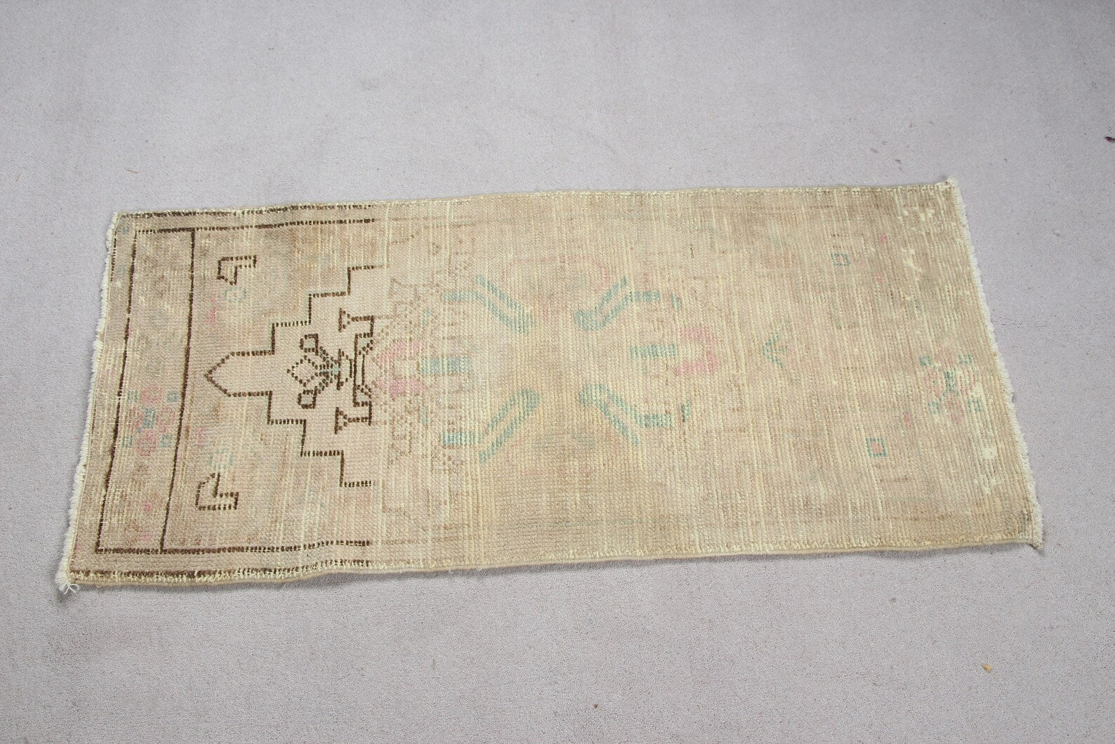 Vintage Turkish Mini Rug 1.6 x 3.4 ft