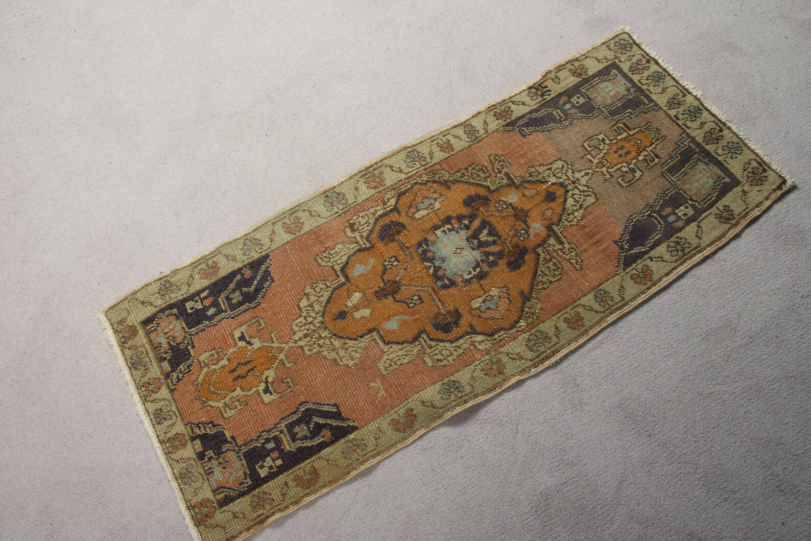 Vintage Turkish Mini Rug 1.5 x 3.6 ft