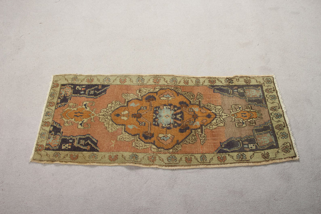 Vintage Turkish Mini Rug 1.5 x 3.6 ft