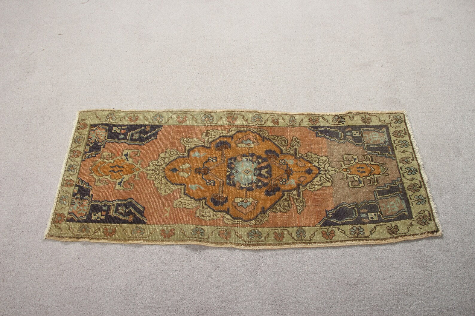 Vintage Turkish Mini Rug 1.5 x 3.6 ft