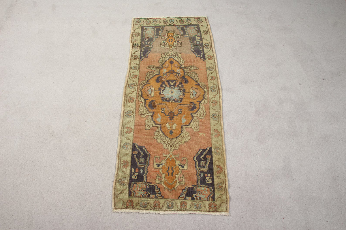 Vintage Turkish Mini Rug 1.5 x 3.6 ft