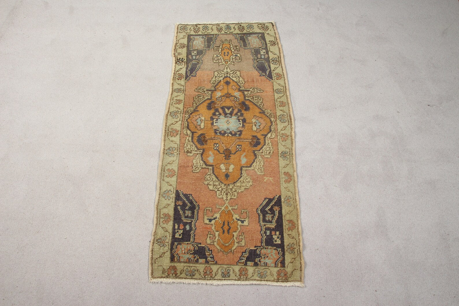 Vintage Turkish Mini Rug 1.5 x 3.6 ft