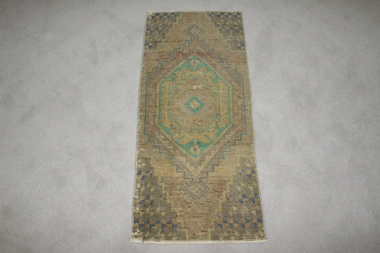 Vintage Turkish Mini Rug 1.5 x 3.2 ft