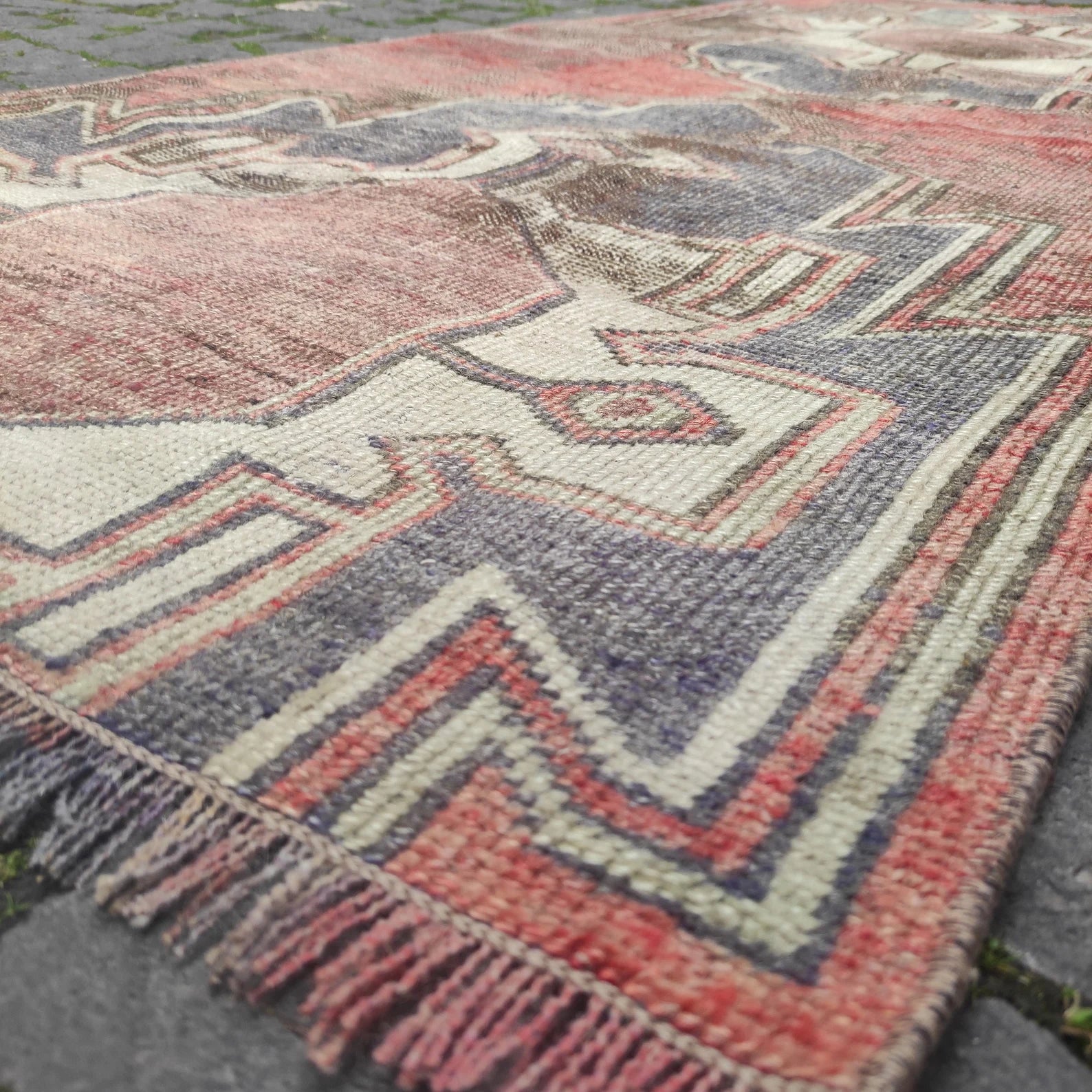 Vintage Turkish Runner Rug 2.4 x 5.9 ft