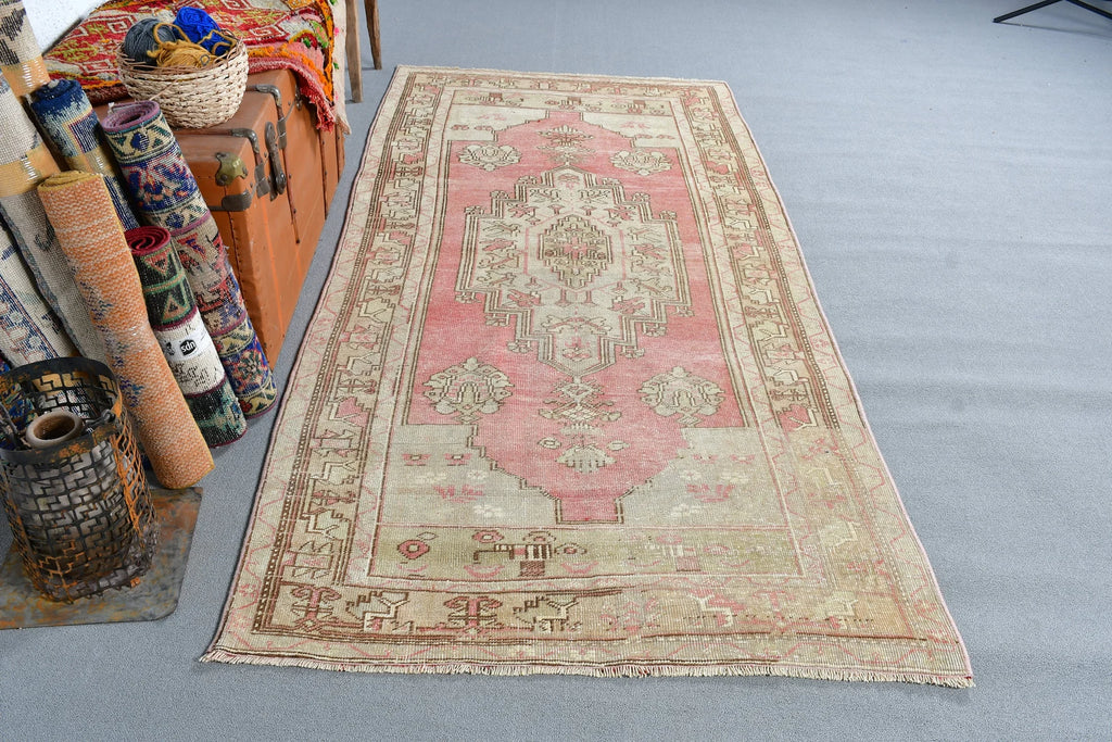 Vintage Turkish Accent Area rug 3.8 x 8 ft