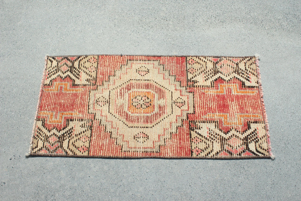 Vintage Turkish Mini Rug 1.4 x 2.7 ft