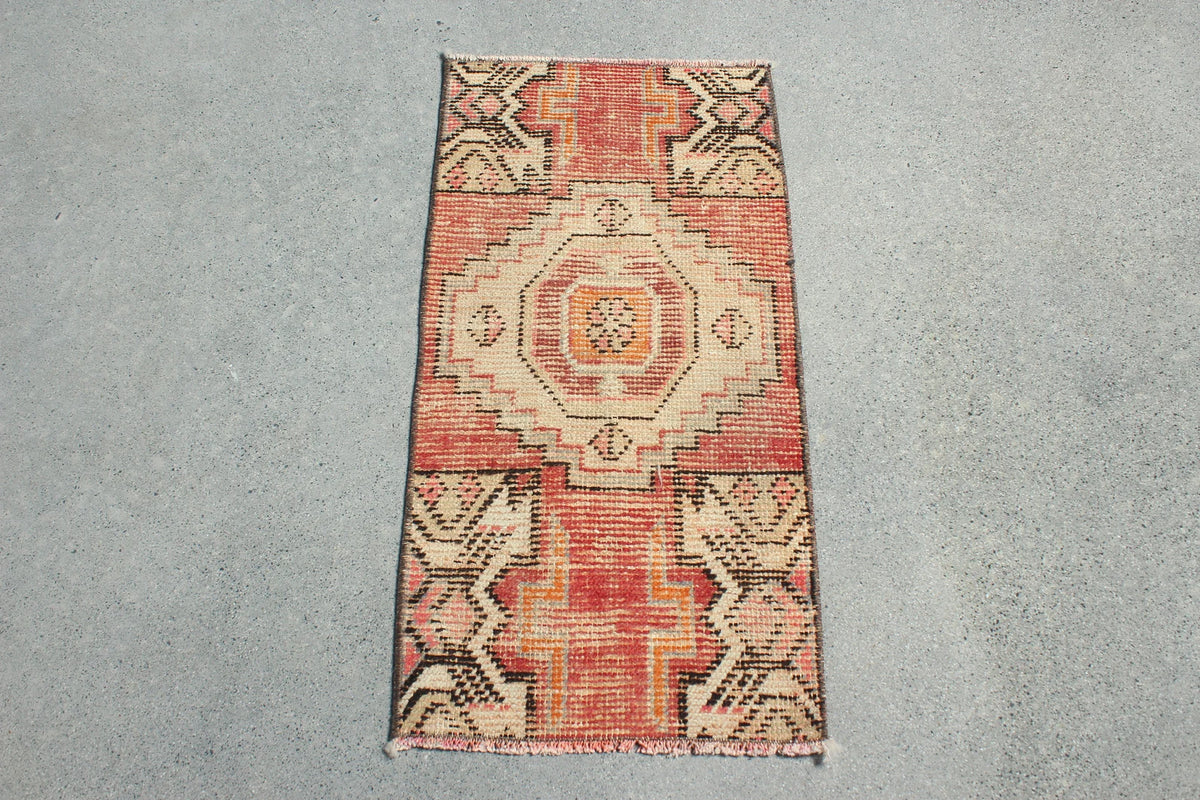 Vintage Turkish Mini Rug 1.4 x 2.7 ft